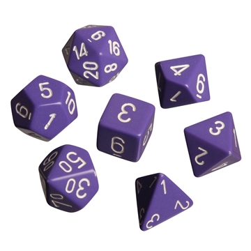 Opaque Purple White - Polyhedral Rollespils Terning Sæt - Chessex